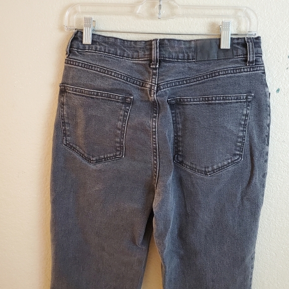 Frank & Oak Karen High Waist Gray Boyfriend Frayed Raw Hem Ankle Flare Jeans 27 - Picture 9 of 9